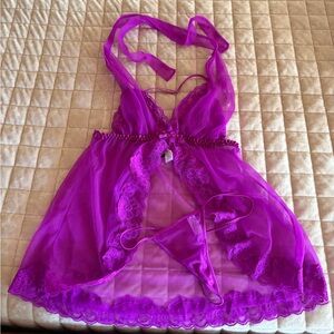 Frederick's of Hollywood Vibrant Purple Chemise Set